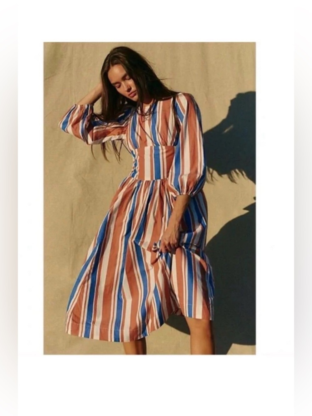Free People Free-est Serena Striped Midi Dress NWT Small MSRP $108